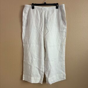 J‎ Jill New Size L Love Linen Elastic Waist Pockets Pull On Crop Wide Leg Pants